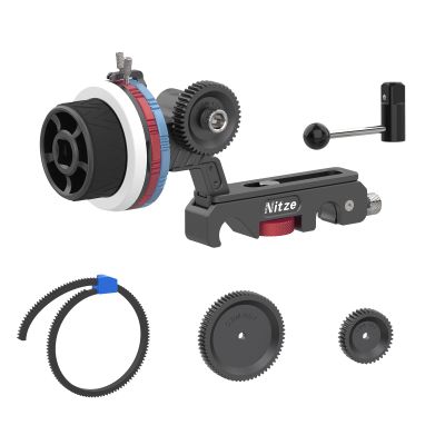 Nitze 15mm Follow Focus Kit with 3 Reversible Drive Gears, 3 Marking Disks, Gear Ring Belt and Crank, A/B Hard Stops and 360 Infinity Zoom Adjustable Dual Rod Cine Follow Focus - MF15D