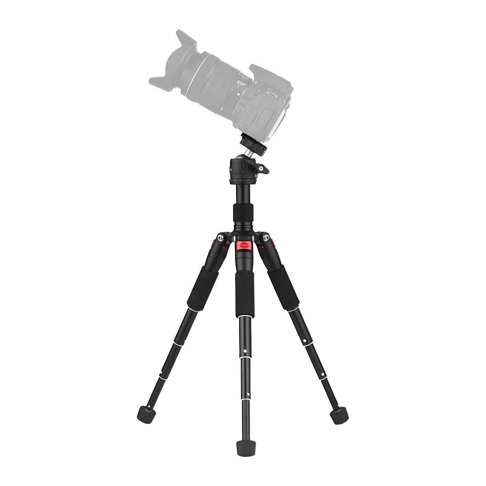 Camnoon K521 Portable 5-Section Extendable Aluminum Alloy Tripod with Mini Ball Head Low Center of Gravity 1/4inch Screw Mount Replacement for Canon Nikon Sony DSLR ILDC Cameras Max. Load 5kg 50cm