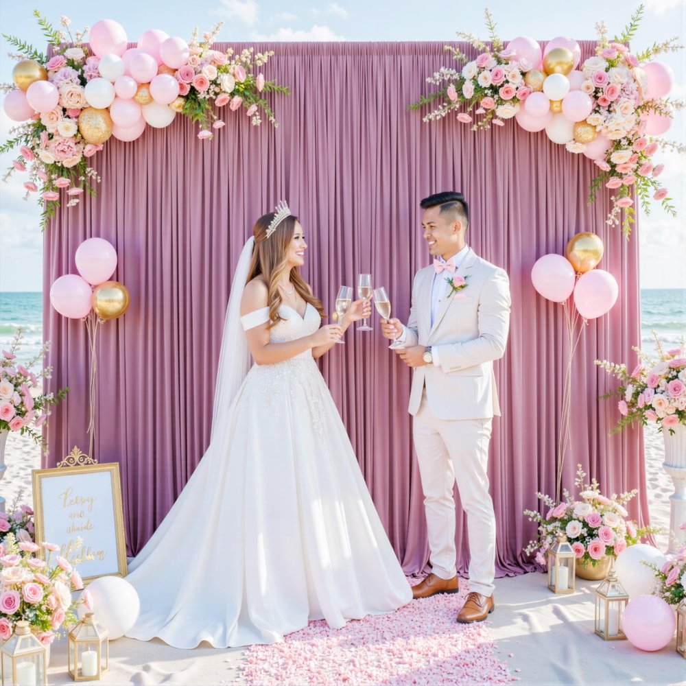 10x10 Dusty Pink Backdrop Curtain for Parties Wedding Wrinkle Free Pink Photo Curtains Backdrop Drapes Fabric Decoration for Birthday Party Baby Shower 5ft x 10ft,2 Panels
