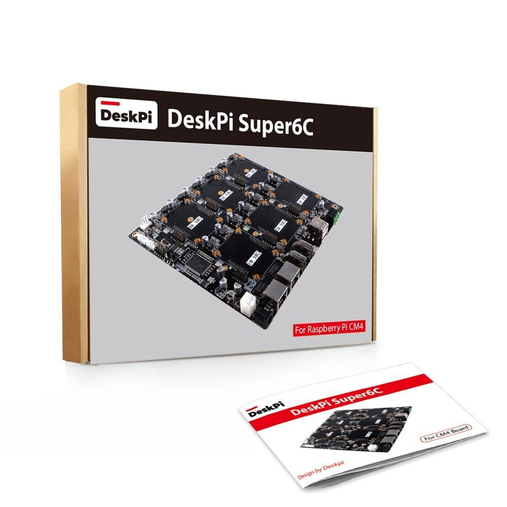 DeskPi Super6C for Raspberry Pi Compute Module 4/CM4 Cluster, Mini-ITX Board 6 RPI CM4 Supported, Power Supply Included