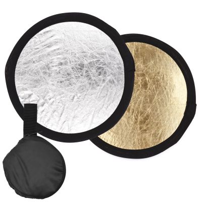 Andoer 30cm/12inch Photography Round Reflector Silver & Gold 2-in-1 Collapsible Portable for Studio Photography with Carry Bag