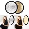 Andoer 30cm/12inch Photography Round Reflector Silver & Gold 2-in-1 Collapsible Portable for Studio Photography with Carry Bag view 2