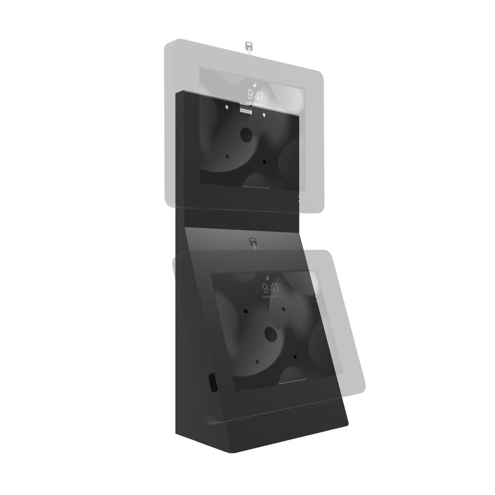 CTA Digital Dual Tablet Mount  CTA Dual VESA Desk Mount with Storage Compartment for use Security Enclosures and Other 75 x 75 and 100 x 100 Compatible VESA Mounts (ADD-2VDMB) - Black