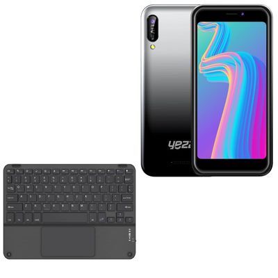 BoxWave Keyboard Compatible with Yezz Liv 1s - SlimKeys Bluetooth Keyboard with Trackpad, Portable Slim TouchPad - Jet Black