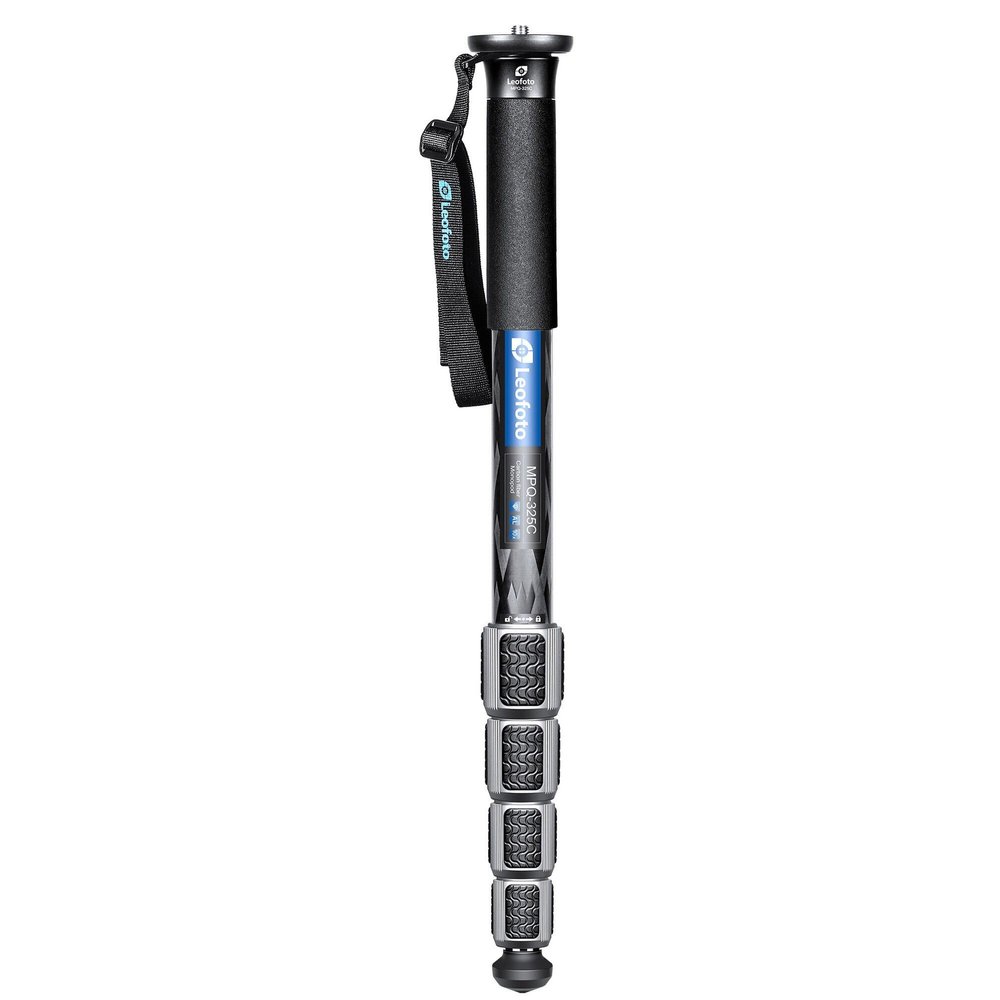 Leofoto MPQ-325C Monopod, Premium Carbon Fiber, Water-Resistant, 5 Leg Section, Convertible Mounting Stud, Wrist Strap (Black)