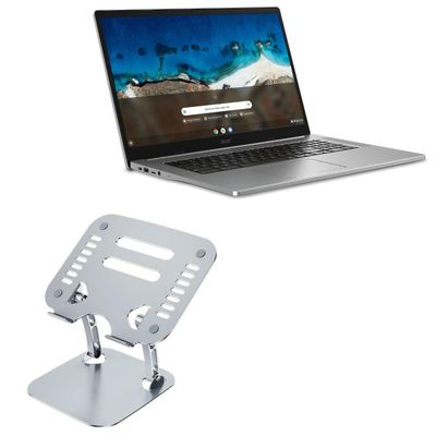 BoxWave Stand and Mount Compatible with Acer Chromebook 317 (CB317-1H) - Executive VersaView Laptop Stand, Ergonomic Adjustable Viewing Angle Metallic Riser - Metallic Silver