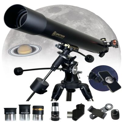 SpectrumOI Telescope for Kids, Telescope for Adults Astronomy Gifts, Telescope for Kids 8-12 - Premium EQ Refractor Telescope 80mm Aperture with Aspherical Eyepiece
