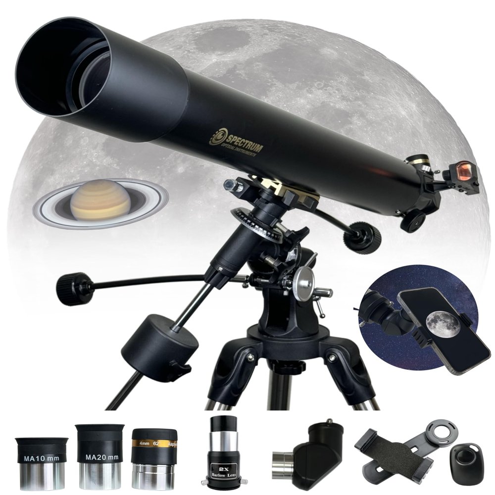 SpectrumOI Telescope for Kids, Telescope for Adults Astronomy Gifts, Telescope for Kids 8-12 - Premium EQ Refractor Telescope 80mm Aperture with Aspherical Eyepiece
