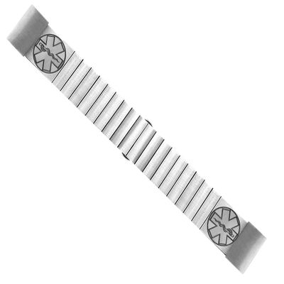 NICKSTON Engraved Strap Band Compatible with Garmin Foretrex 601 701 Quatix 3 6X 7X D2 Tactix 7 Pro Bravo Charlie Delta Silver Stainless Steel Bracelet S-MS2-A26 (9" (228mm) Wrist Size)