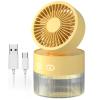 PIPOEI Desk Fan Portable Rechargeable USB Mini Water Cooling Spray Fan with Night Light Strong Wind 25dB Quiet Operation with 350ML Water Tank for Home Office Outdoor Yellow view 1