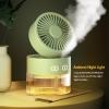 PIPOEI Desk Fan Portable Rechargeable USB Mini Water Cooling Spray Fan with Night Light Strong Wind 25dB Quiet Operation with 350ML Water Tank for Home Office Outdoor Yellow view 4