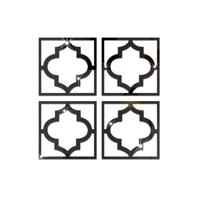 4Pcs DIY Mirror Stickers Adhensive Wall Stickers Decals for Home Art Room Bedroom Background Decoration, Non Glass Vinyl Mirror for Furniture Cabinet Decor ( Color : Black , Size : 20x20cmx4pcs )