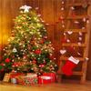 10x10ft Christmas Trees Xmas Gifts Backgrounds for Photography Wood Background Red Christmas Socks Ladder Color Flag Background for Family Christmas Party Background view 2