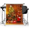 10X20ft Christmas Trees Xmas Gifts Backgrounds for Photography Wood Background Red Christmas Socks Ladder Color Flag Background for Family Christmas Party Background view 1