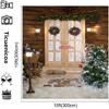 10x10ft Background of Outdoor Christmas Doors and Windows Pine Flowers Ring Lights Christmas Trees Snow Scenes Photography Background for Family Christmas Party Background view 3