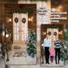 10x10ft Background of Outdoor Christmas Doors and Windows Pine Flowers Ring Lights Christmas Trees Snow Scenes Photography Background for Family Christmas Party Background view 4