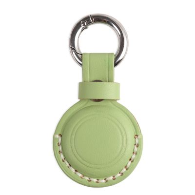 KEEPXYZ Genuine Leather Keychain Holder Compatible with iTag, Secure for iTag Keychain Holder Case Cover Key Chain Ring Accessories - Green V1.0