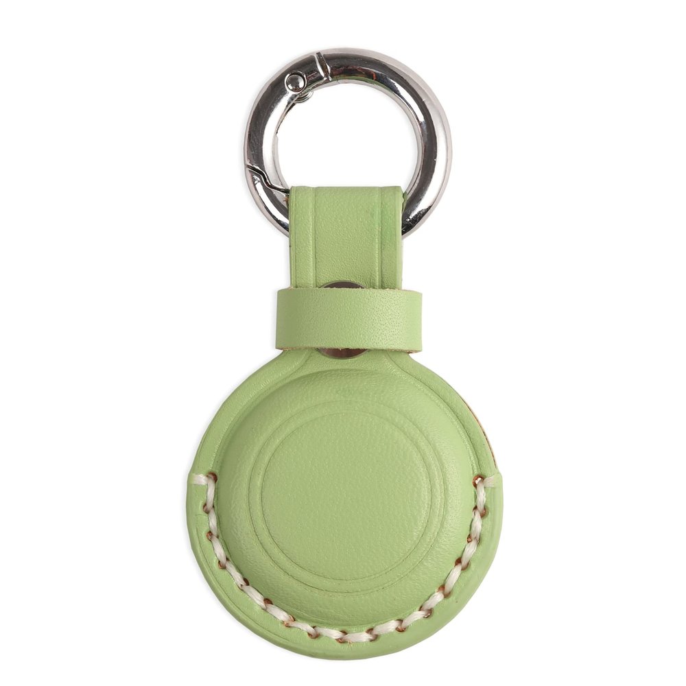 KEEPXYZ Genuine Leather Keychain Holder Compatible with iTag, Secure for iTag Keychain Holder Case Cover Key Chain Ring Accessories - Green V1.0