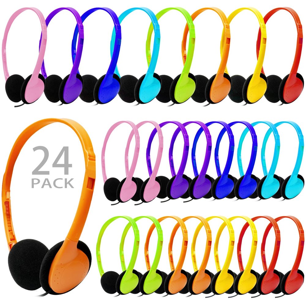 CN-Outlet Kids Headphones Bulk 24 Pack Multi Color for School Classroom Students Children Toddler Boys Girls Teen and Adult (24 Pack)