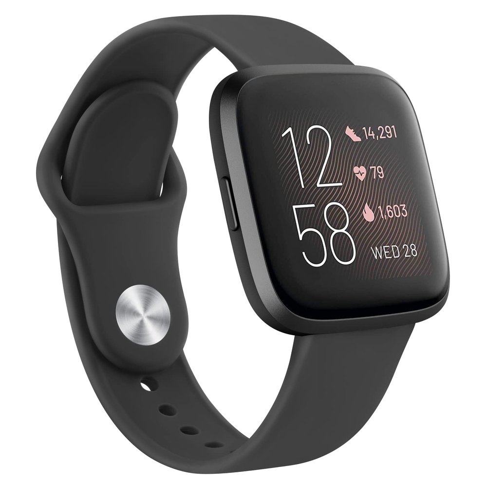 AK Silicone Bands Compatible With Fitbit Versa 2 / Versa Lite / SE, Classic Soft Straps Replacement Sport Wristbands for Women Men (Black)