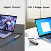 DTECH 3 Port USB to Ethernet Adapter USB 3.0 Hub 10/100/1000 mbps Gigabit Wired Network Cable Converter for Laptop Notebook Desktop Computer Keyboard Router Modem Internet view 3