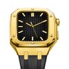 AEMALL Silicone Strap With Shockproof Bumper Case For Apple Watch Band Case Men Women Sports Military Band Protective Case 45mm 44mm Mod Kit Accessories(Gold WHITE,44MM FOR 6/5/4/SE) view 2