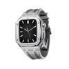 AEMALL Silicone Strap With Shockproof Bumper Case For Apple Watch Band Case Men Women Sports Military Band Protective Case 45mm 44mm Mod Kit Accessories(Silver Gray,45MM FOR 7) view 1