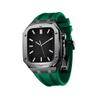 AEMALL Silicone Strap With Shockproof Bumper Case For Apple Watch Band Case Men Women Sports Military Band Protective Case 45mm 44mm Mod Kit Accessories(Gold Green,44MM FOR 6/5/4/SE) view 1