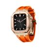 AEMALL Silicone Strap With Shockproof Bumper Case For Apple Watch Band Case Men Women Sports Military Band Protective Case 45mm 44mm Mod Kit Accessories(Rose Orange,44MM FOR 6/5/4/SE) view 1