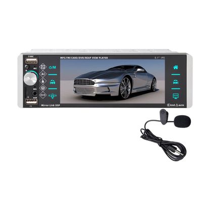1 Din 5.1 inch Car Radio Bluetooth IPS Capacitive Touch Screen Car Stereo Support Mirrorlink AI Voice Assistant RDS AM FM 4-USB + Collar Microphone