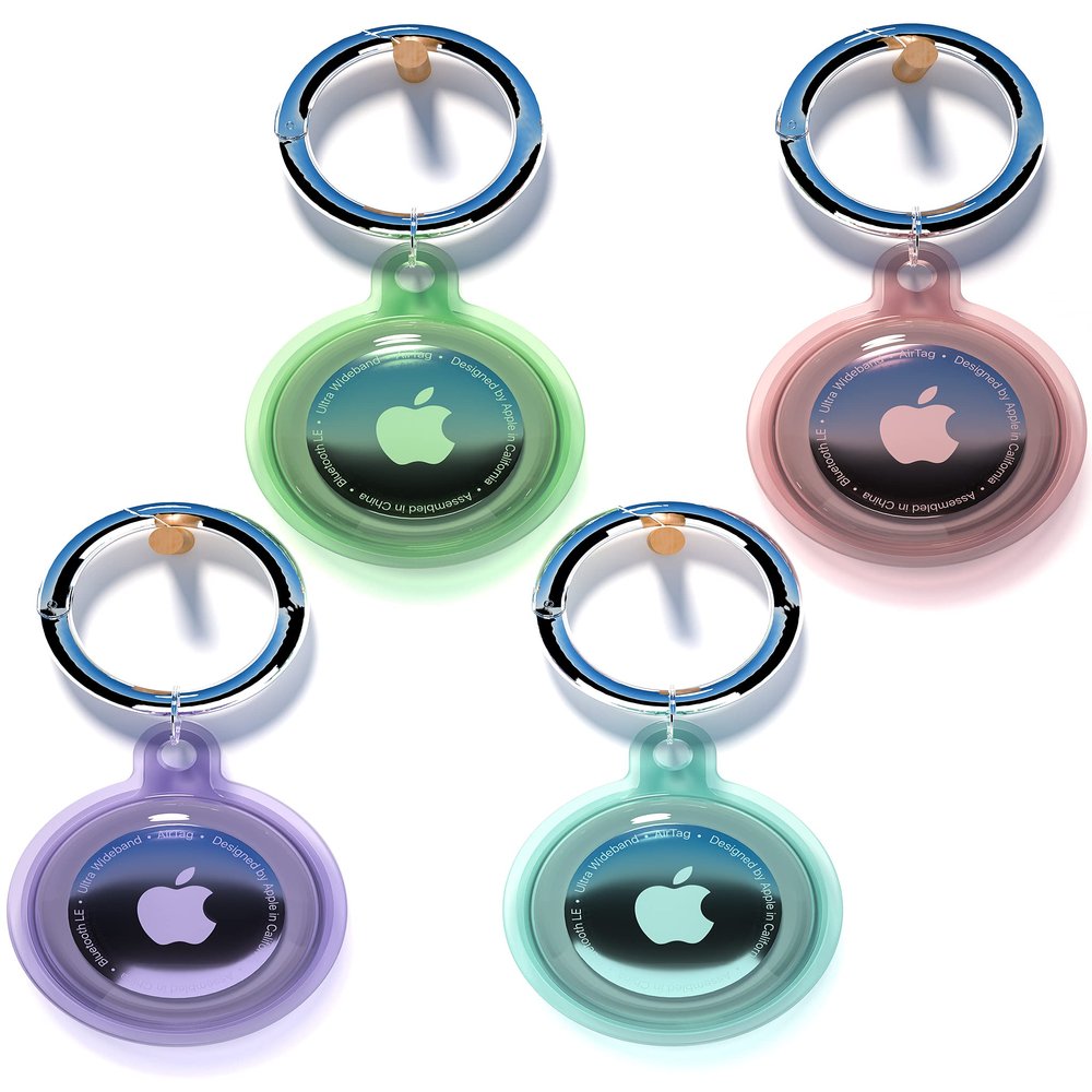 4 Pack Airtag Holder, Apple Air Tag Waterproof Case with Keychain, Holder for Apple Airtag GPS Tracker,Shockproof & Dustproof Airtag Holders for Pet Tracking, Bags, Kids, Keys, Luggage4 Colors