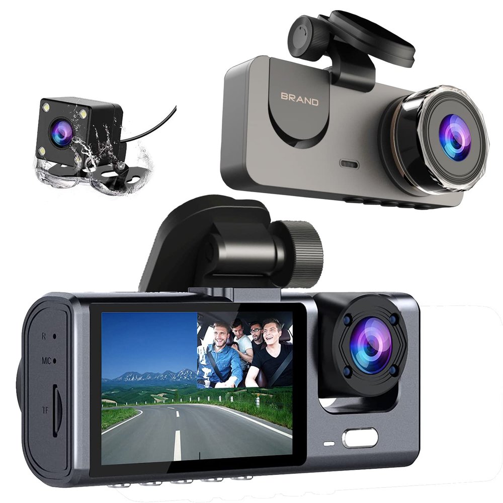3CHs Cameras Dash Cam for Cars Front HD 1080P Interior and Rear Recording Night Vision IR Cabin Light with 2 inch IPS Screen Car DVR Video Recorder