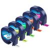 5 Pack Compatible with Dymo Letratag Refills Replacement for Dymo Label Maker Refills 12mm x 4m(1/2" x 13') Colored Plastic Label Tape for Letra Tag LT 100H 100T QX50 Handheld Label Maker Tape Refill view 1