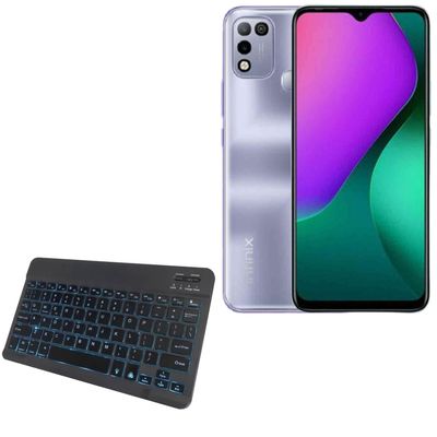 BoxWave Keyboard Compatible with Infinix Hot 10 Play - SlimKeys Bluetooth Keyboard - with Backlight, Portable Slim LED 7 Colors - Jet Black