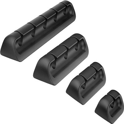 SaharaCase - USB Cable Holder Organizer (4-Pack) Rugged Strong Adhesive Flexible Silicone - Black