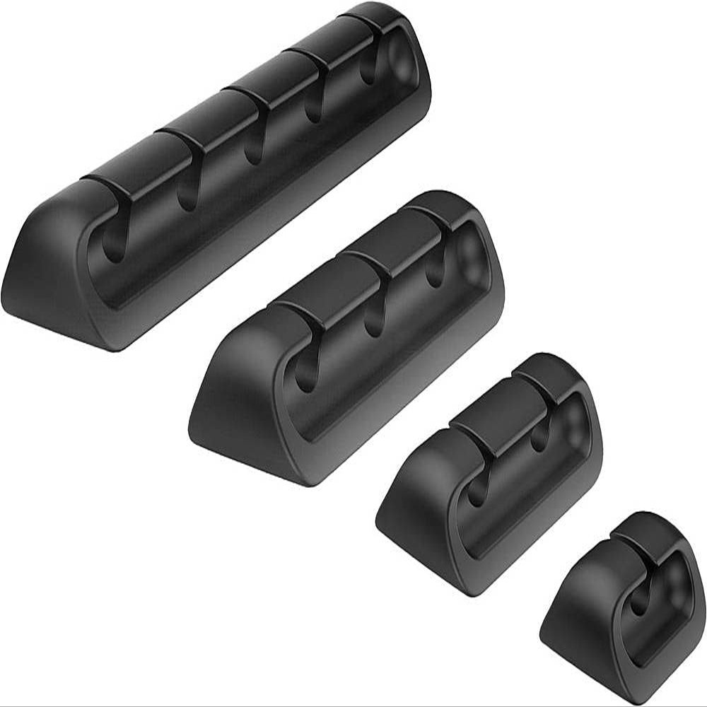 SaharaCase - USB Cable Holder Organizer (4-Pack) Rugged Strong Adhesive Flexible Silicone - Black