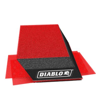 Diablo Reusable Angled Hand Sanding Block for Wood, Metal and Plastics - 2-3/4" x 5", 80/120/220 Grit, Multi-Grade - DFB234ANGH01G