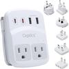 Ceptics World Travel Adapter Kit 2 USB-A, USB-C US Outlets, 20W/QC 18W Power Delivery, Surge Protection, SWADAPT Compatible for Europe, UK, China, Australia, Japan Perfect Laptop (WPS-5B) view 1
