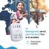 Ceptics World Travel Adapter Kit 2 USB-A, USB-C US Outlets, 20W/QC 18W Power Delivery, Surge Protection, SWADAPT Compatible for Europe, UK, China, Australia, Japan Perfect Laptop (WPS-5B) view 4