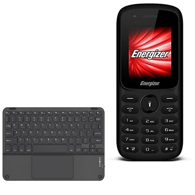 BoxWave Keyboard Compatible with Energizer E11 - SlimKeys Bluetooth Keyboard with Trackpad, Portable Slim TouchPad - Jet Black