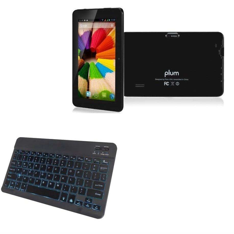 BoxWave Keyboard Compatible with Plum Link Plus - SlimKeys Bluetooth Keyboard - with Backlight, Portable Slim LED 7 Colors - Jet Black