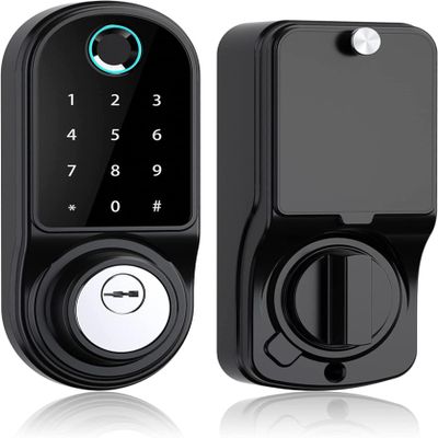 Fingerprint Smart Door Lock with Keypad Handle,Electronic Keypad Entry Lever Knob with Handle, for Home, Apartment, Office, Front Door, Bedroom, Keyless Entry Door Lock