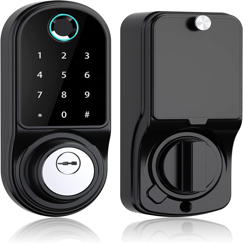 Fingerprint Smart Door Lock with Keypad Handle,Electronic Keypad Entry Lever Knob with Handle, for Home, Apartment, Office, Front Door, Bedroom, Keyless Entry Door Lock
