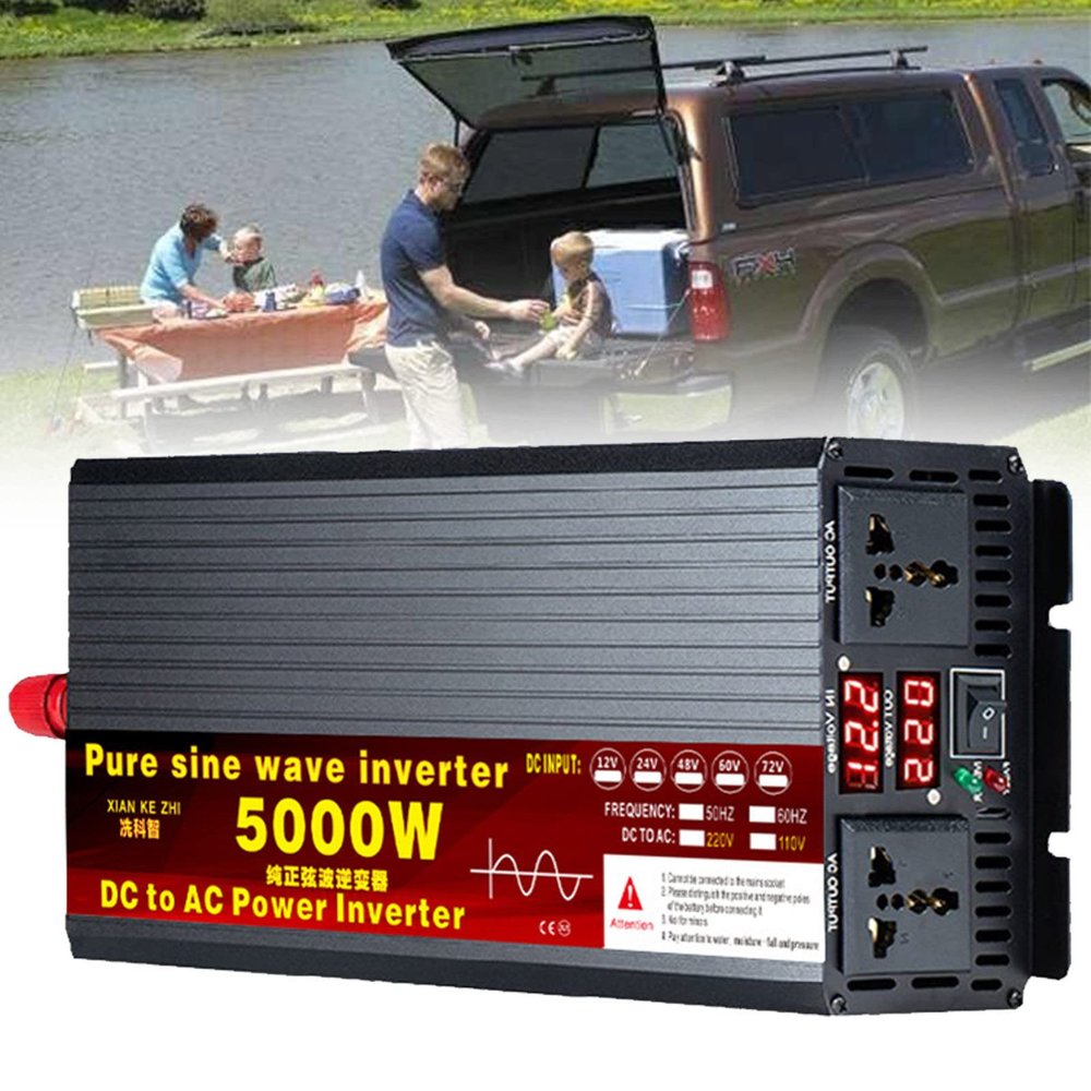 BEZAX Power Inverter Pure Sine Wave 3000W 3500W 4000W 5000W 5500W 6000W 8000W Voltage Converters DC 12V/24V/48V/72V to AC 110V 220V Solar Transformer for Travel Emergency Tools,5000W-48Vto110V