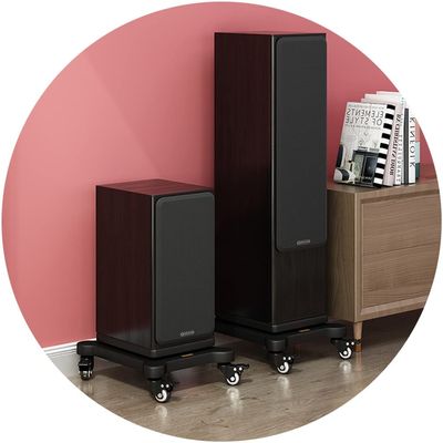 A Pair Audio Amp Stand Floor Speaker Mounts with 360 Universal Wheel Bookshelf Subwoofer Platform for Surround Sound Home Theater (Color : Black, Size : 36x30cm)