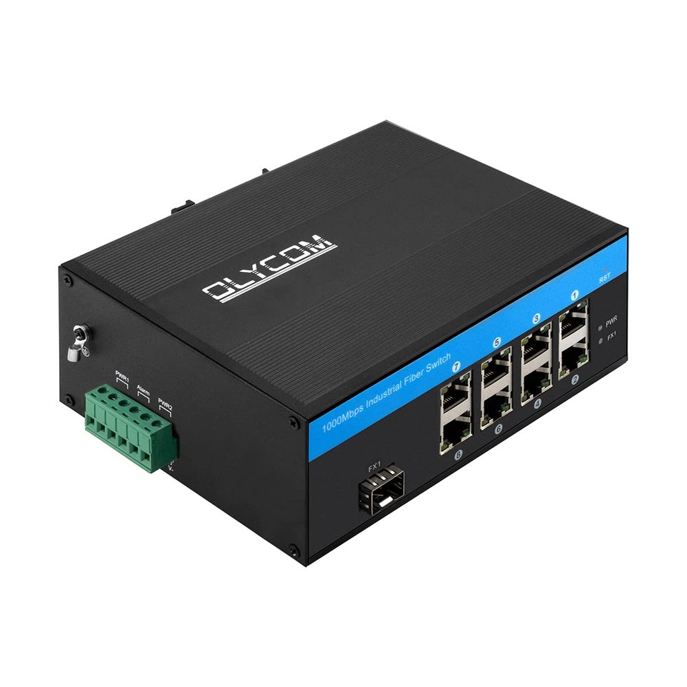 OLYCOM POE++ 240W SFP Hardened Switch Full Gigabit Ethernet Fiber Optic Converter 10/100/1000M 8 X Gigabit POE Ports 1 X SFP Slot DIN-Rail Mount
