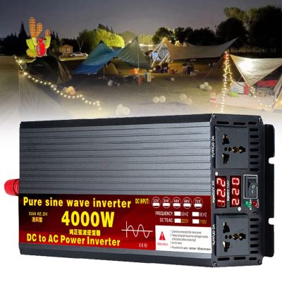 BEZAX Pure Sine Wave Power Inverter3000W 3500W 4000W 5000W 5500W 6000W 8000W DC12v 24v 48v 60v 72v to AC110v 220v Voltage Converters Solar Transformer with AC Outlets,for Outdoor,4000W-24Vto110V
