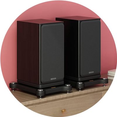 A Pair Universal Speaker Riser Audio Amplifier Stands Floor Speaker Mounts with Adjustable Spikes Desktop Speaker Stands (Color : Black, Size : 43x33cm)