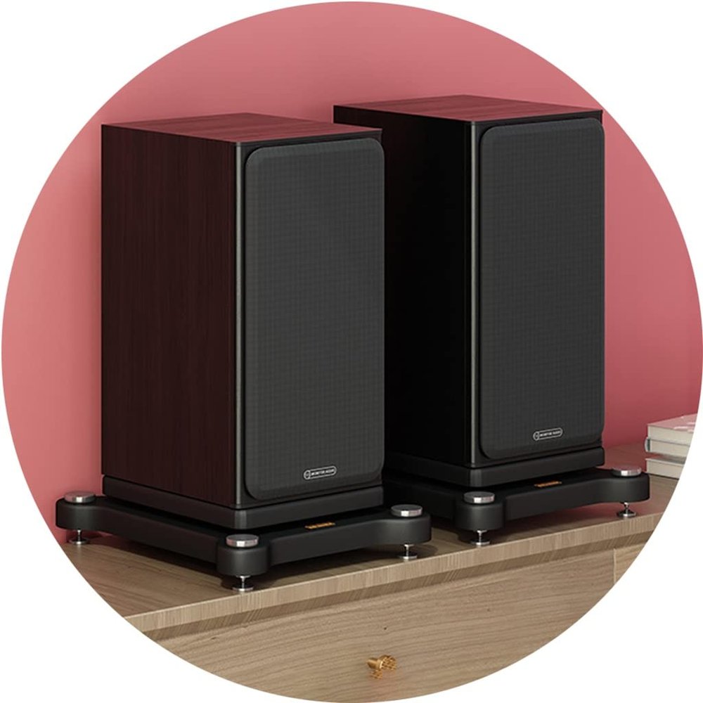 A Pair Universal Speaker Riser Audio Amplifier Stands Floor Speaker Mounts with Adjustable Spikes Desktop Speaker Stands (Color : Black, Size : 43x33cm)