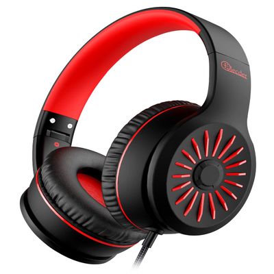 ELECDER i45 Kids Headphones Wired, On-Ear Headphones for School Teens, Red